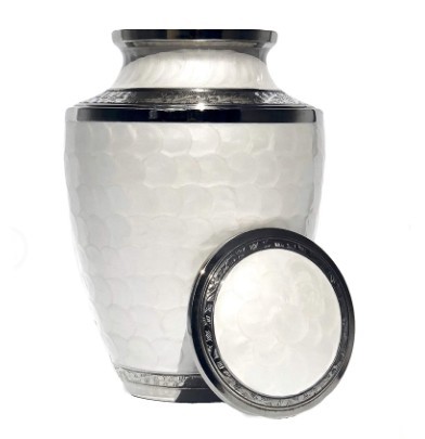 Cremation Urn for Human Ashes Funeral Urn Carefully Handcrafted with Elegant Finishes to Honor and Remember Your Loved One -WHITE PEARL Adult Urn Large Size with Beautiful Velvet Bag